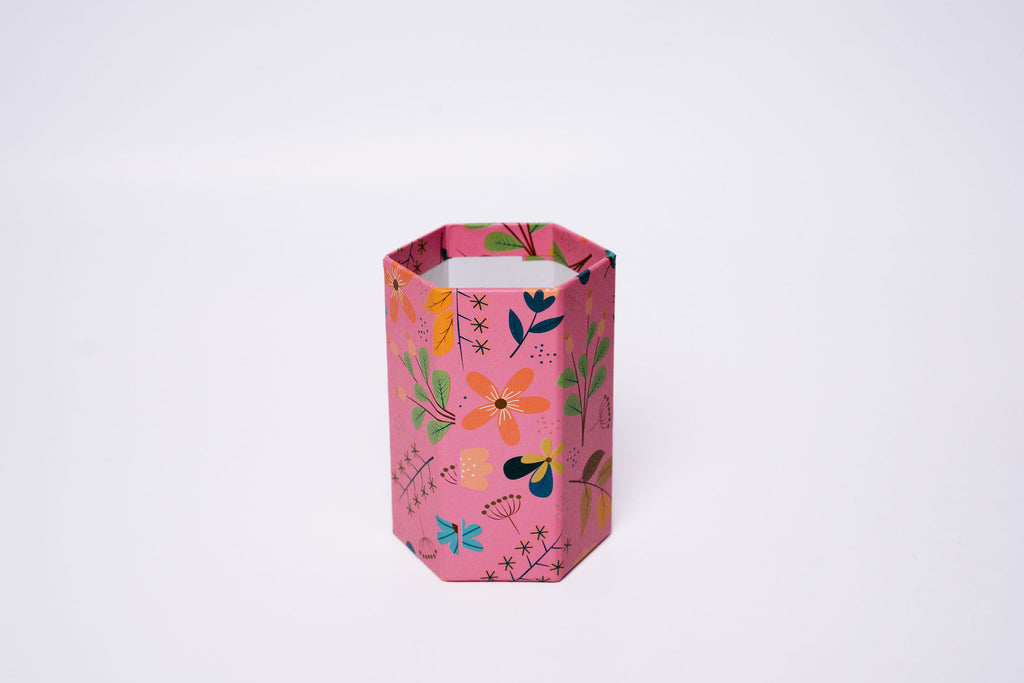 Floral Pink Cardboard Pencil Case