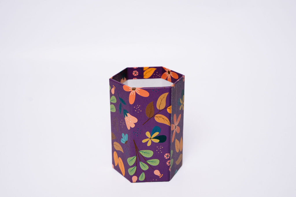 Floral Purple Cardboard Pencil Case