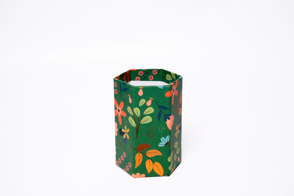 Floral Green Cardboard Pencil Case