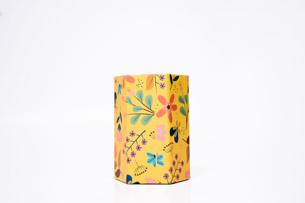 Floral Yellow Cardboard Pencil Case