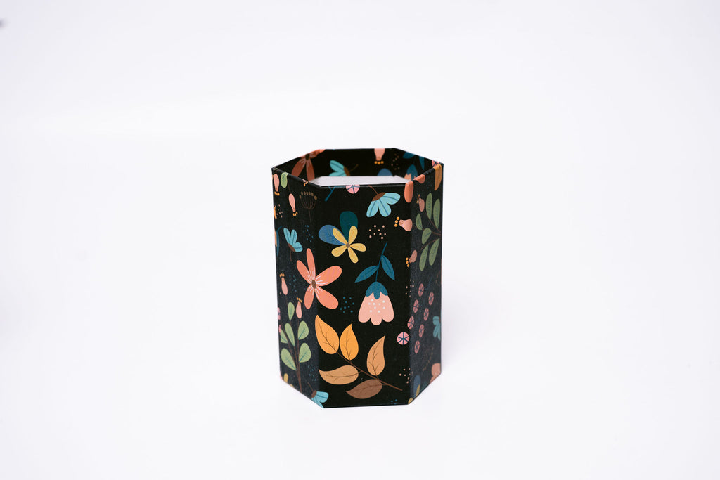 Floral Black Cardboard Pencil Case