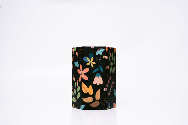 Floral Black Cardboard Pencil Case