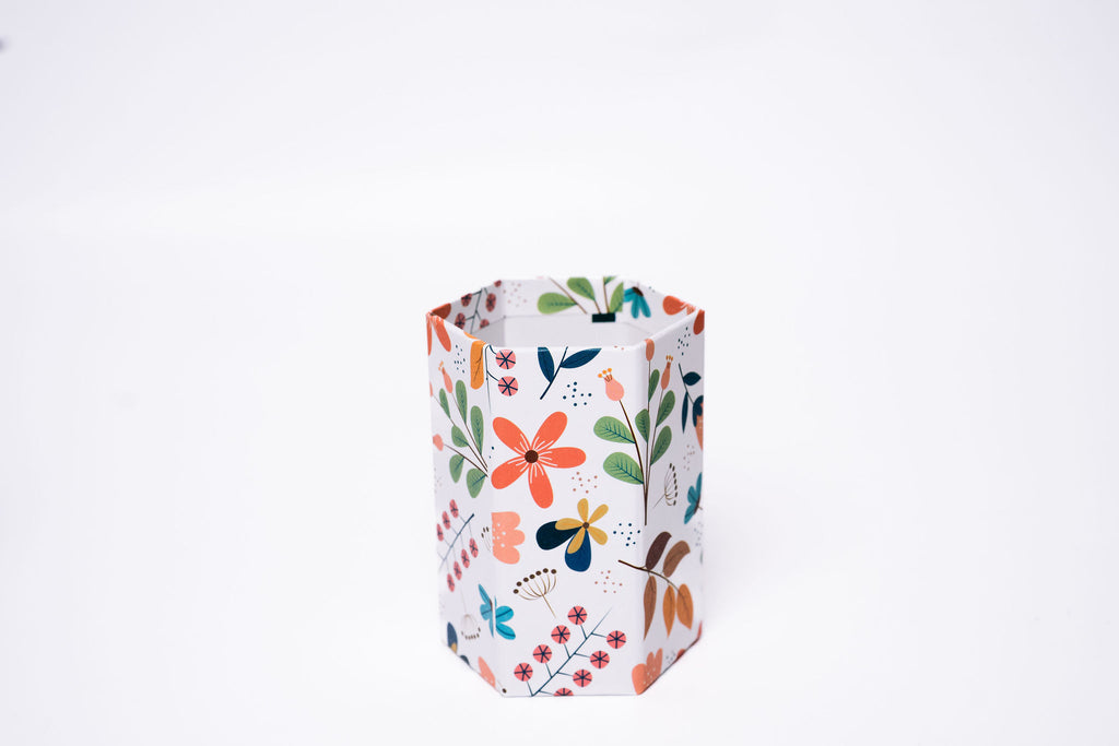 Floral White Cardboard Pencil Case