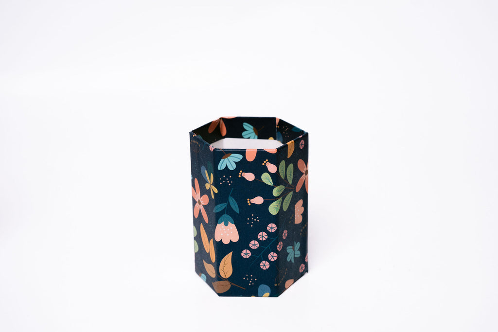 Floral Dark Blue Cardboard Pencil Case