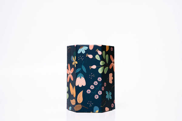 Floral Dark Blue Cardboard Pencil Case