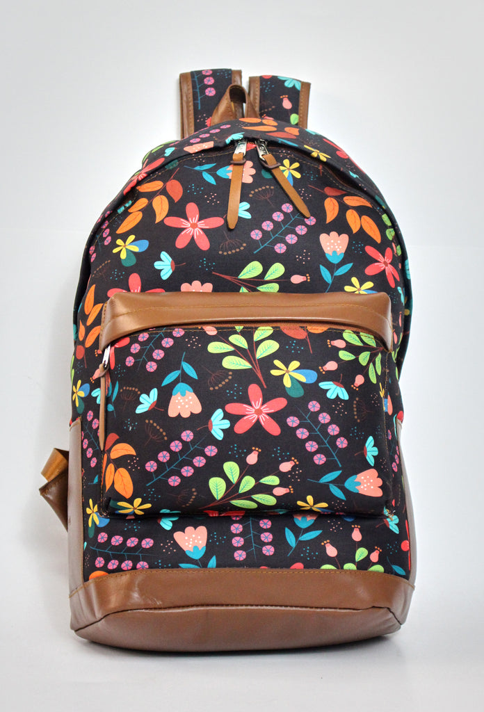 Floral Black Backpack