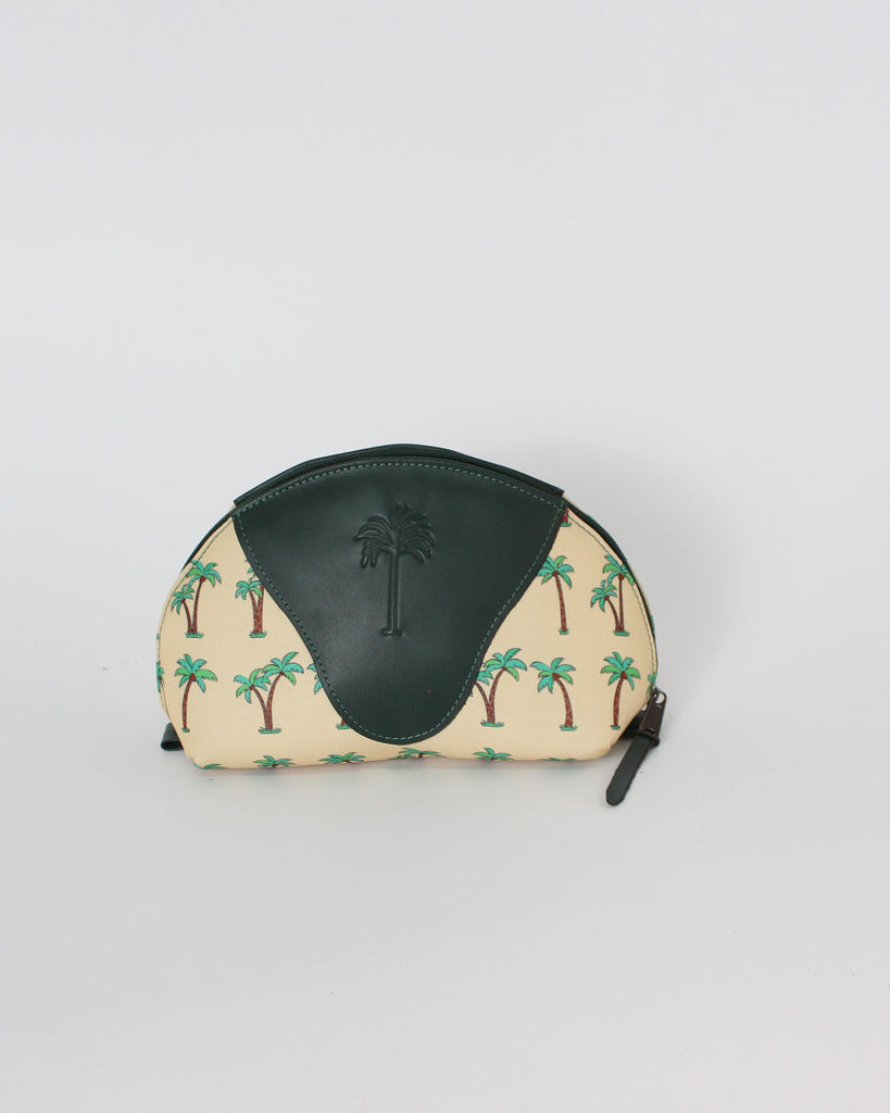 Palm Tree Fabric x Leather  Makeup Case