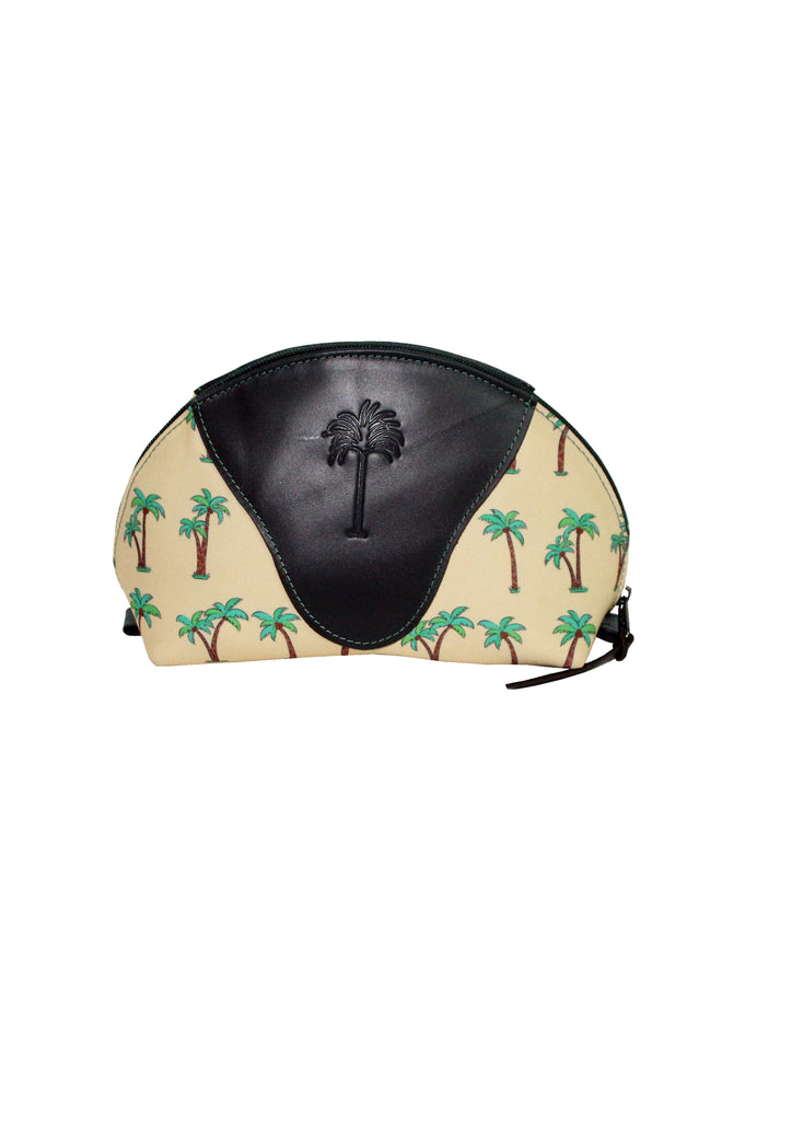 Palm Tree Fabric x Leather  Makeup Case