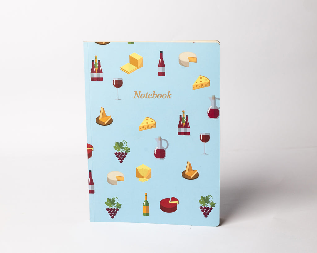 Wine & Cheese Notebook - Softcover, A4, Lined