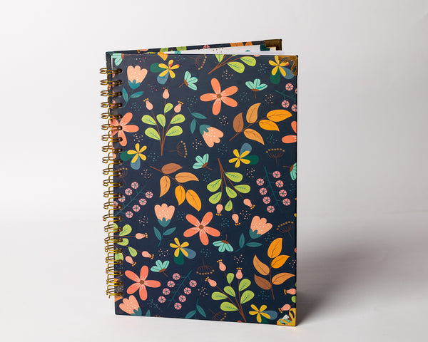 Floral Spiral Notebook - Hardcover, A4, Lined